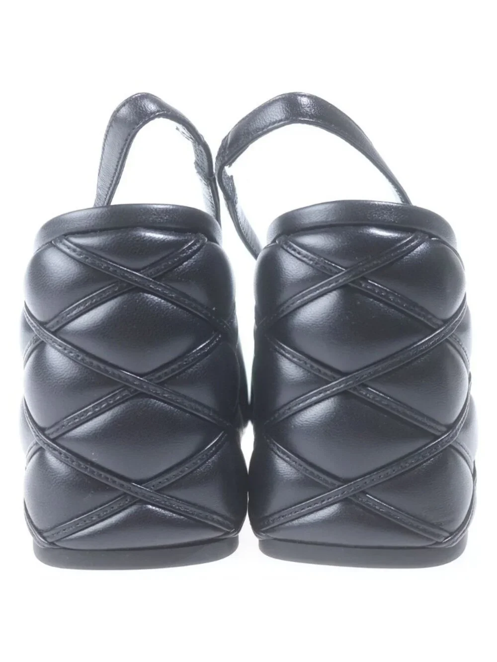 Louis Vuitton Shake Line LV Logo Leather Heels Sling Back Pumps Shoes Black